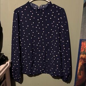 SHEIN Navy Blue Heart Print Blouse